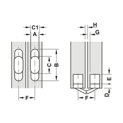 Bản lề âm màu mạ nickel cho cửa gỗ dày 28 - 34 mm Hafele 341.07.754