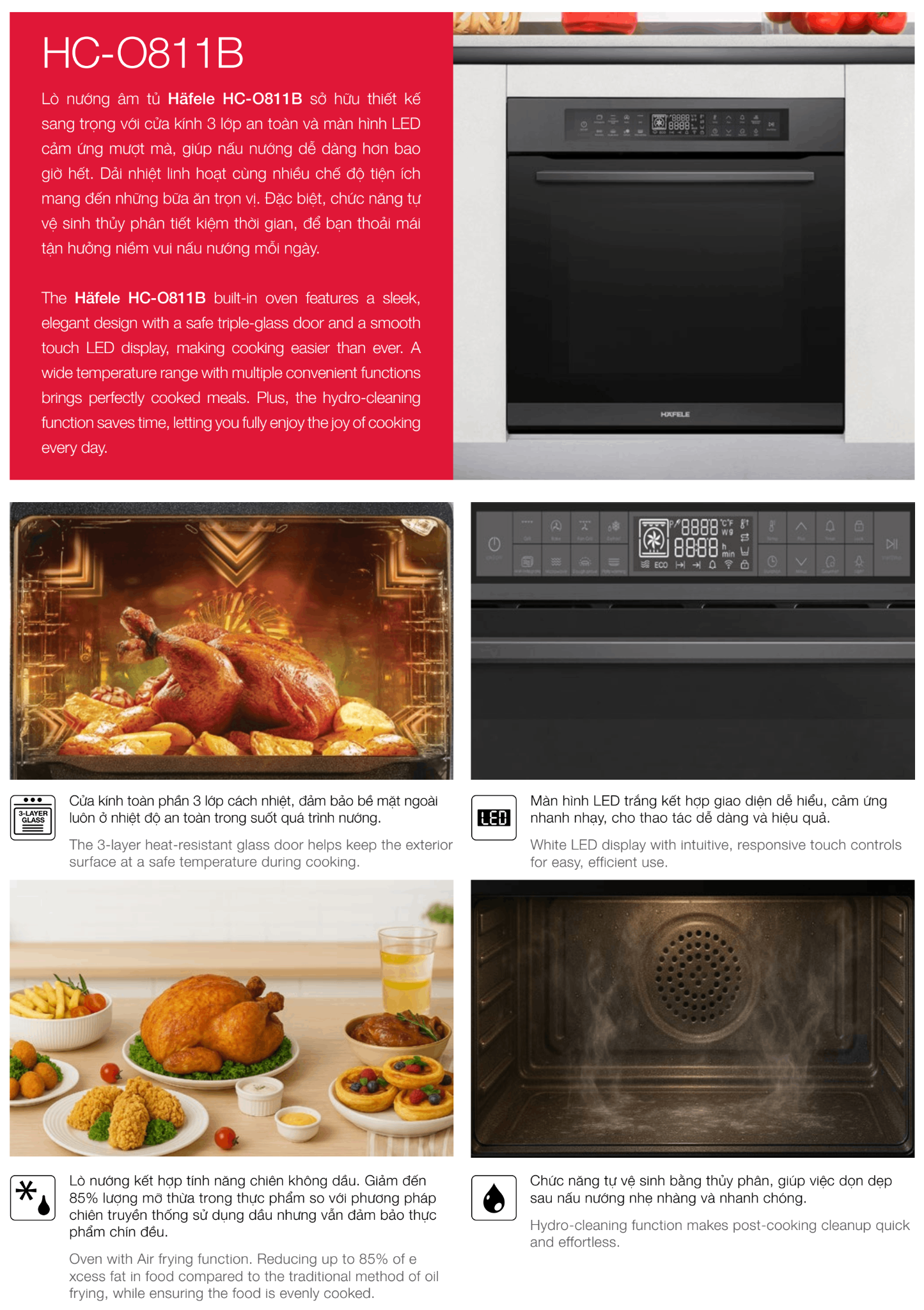 Lò nướng âm tủ Hafele HC-O811B 495.10.035