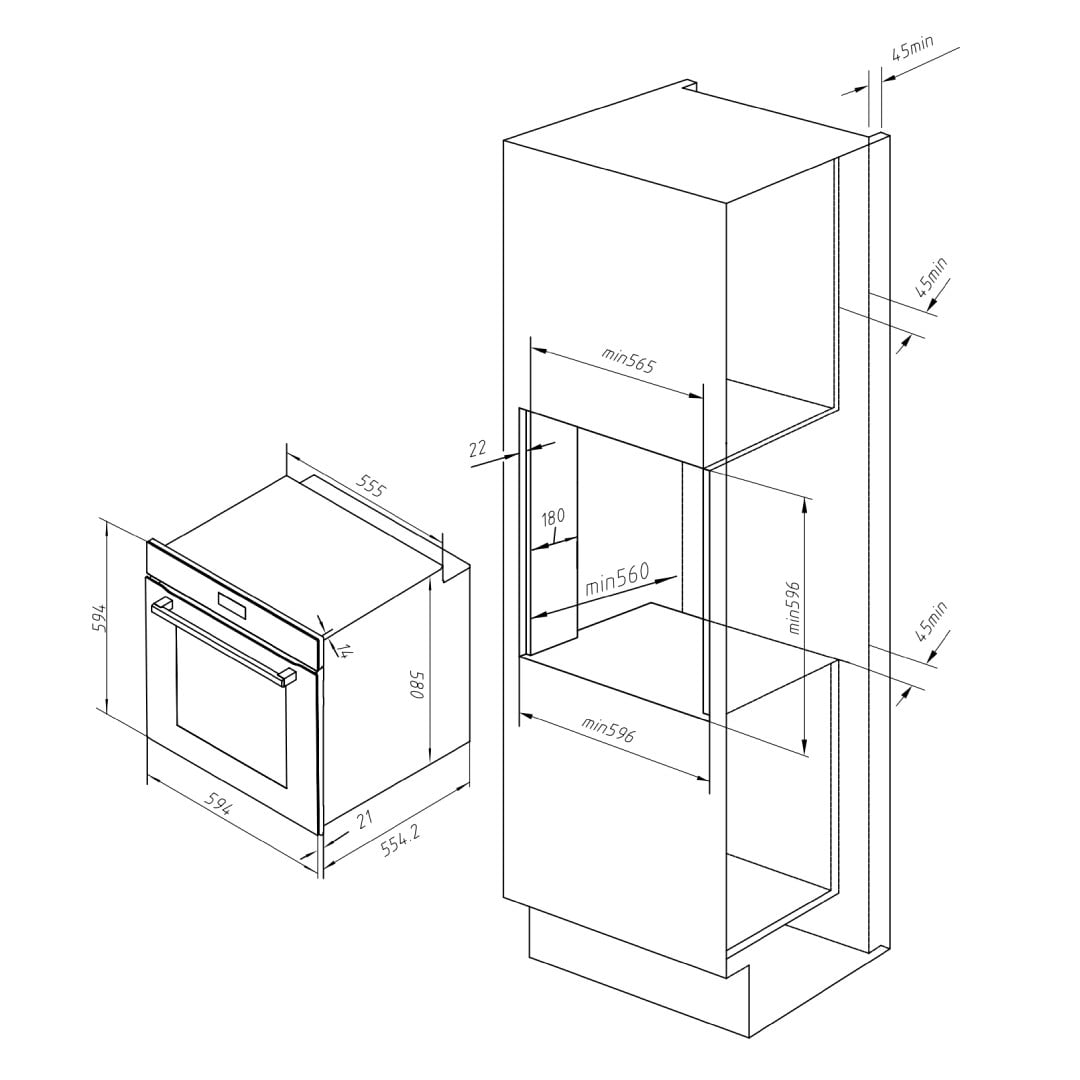 Lò nướng âm tủ Hafele 81 lít HC-O812B 538.01.284