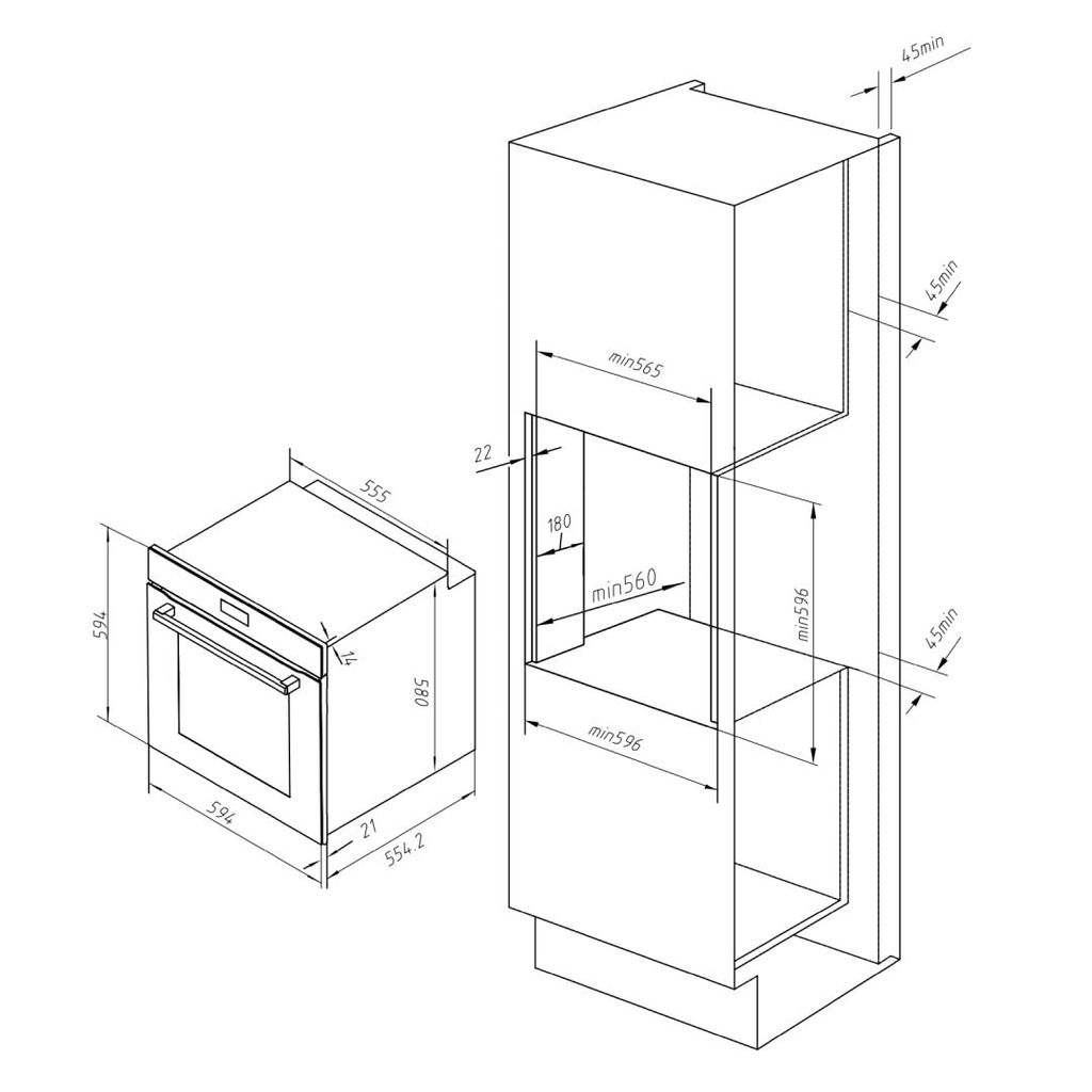 Lò nướng âm tủ Hafele 81 lít HC-O812B 538.01.284