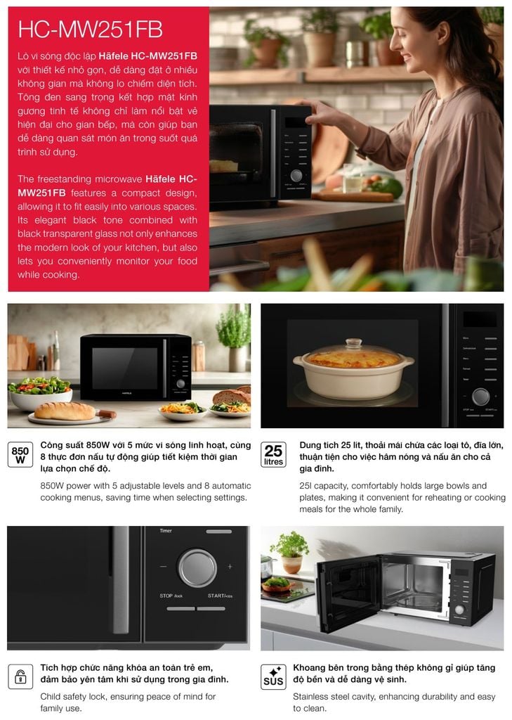 Lò vi sóng Hafele HC-MW251FB 538.31.271