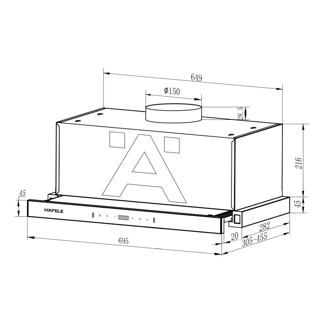 Máy hút mùi âm tủ Hafele 70cm HC-H7034TB 538.86.099