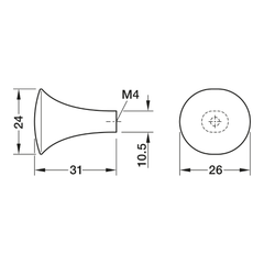 Núm tay nắm tủ Hafele H2525 màu đen mờ 26x31 mm 106.71.130