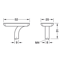 Núm tay nắm tủ Hafele H2355 màu niken mờ 52x31 mm 106.70.591