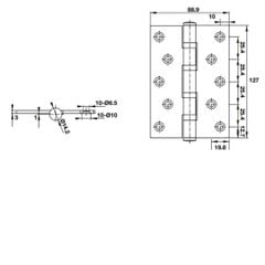 Bản lề lá Hafele 127x89x3mm-2 vòng bi 926.25.104