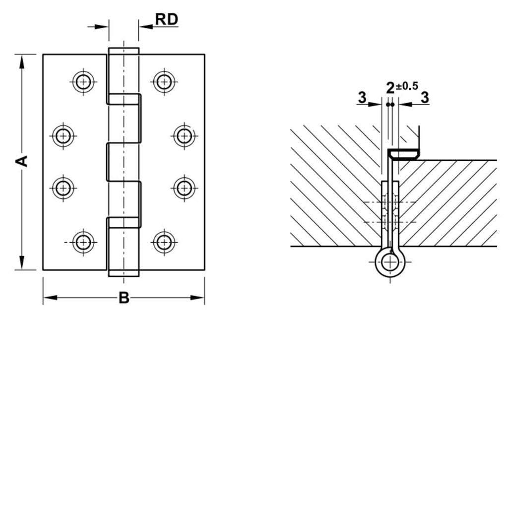 Bản lề lá chống cháy Hafele 102x76x3mm 926.98.060