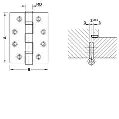 Bản lề lá chống cháy Hafele 127x89x3mm 926.98.130