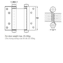 Bản lề bật 2 chiều Hafele (Inox 316) 927.97.080