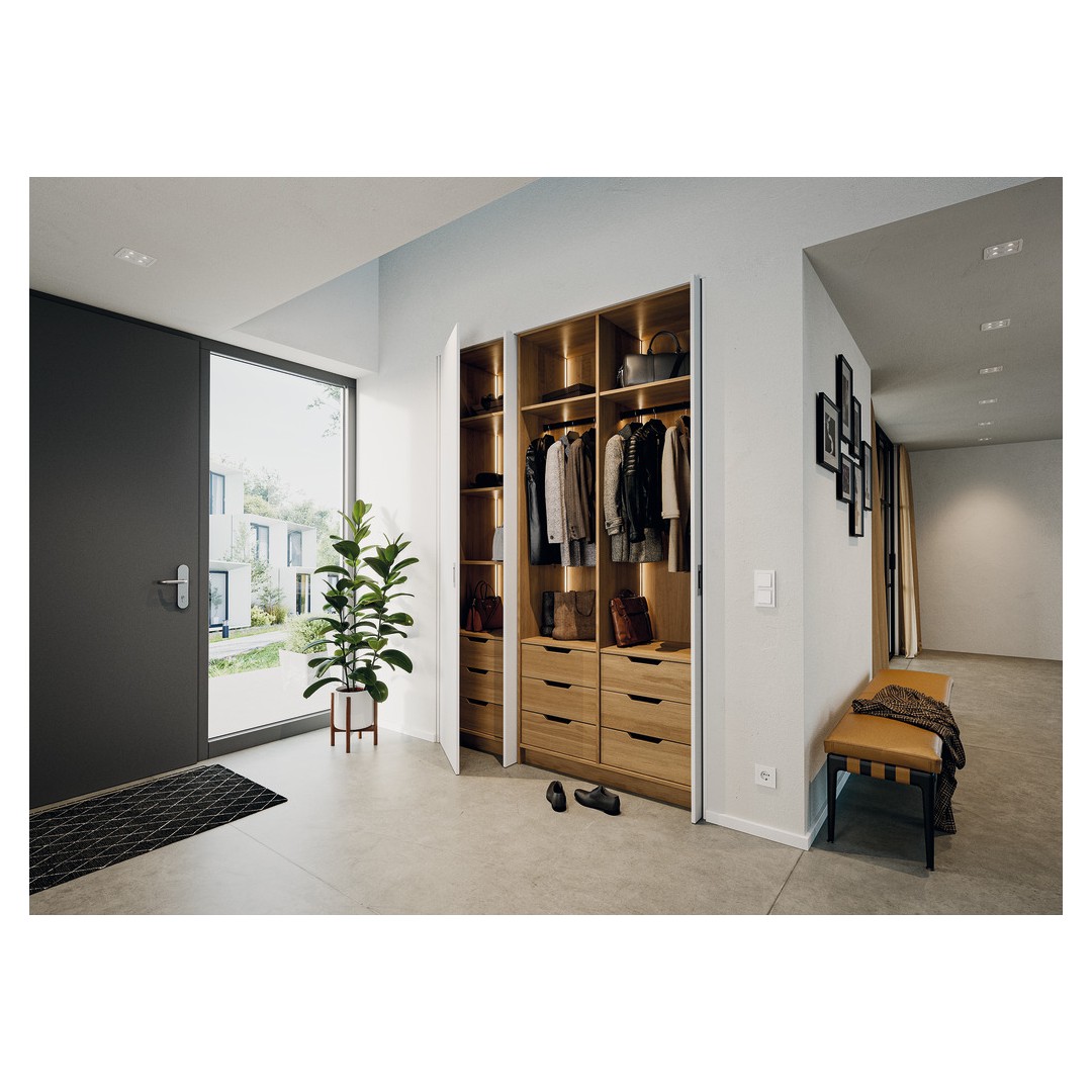 Phụ kiện cửa trượt xếp giấu cánh Hafele SLIDO F-PARK71 25B ,ray dài 440mm 408.25.002