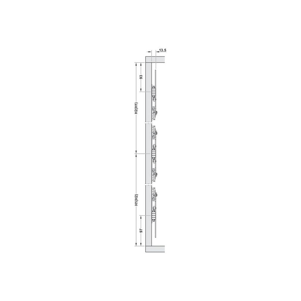 Phụ kiện cửa trượt xếp giấu cánh Hafele SLIDO F-PARK71 25B ,ray dài 600mm 408.25.005