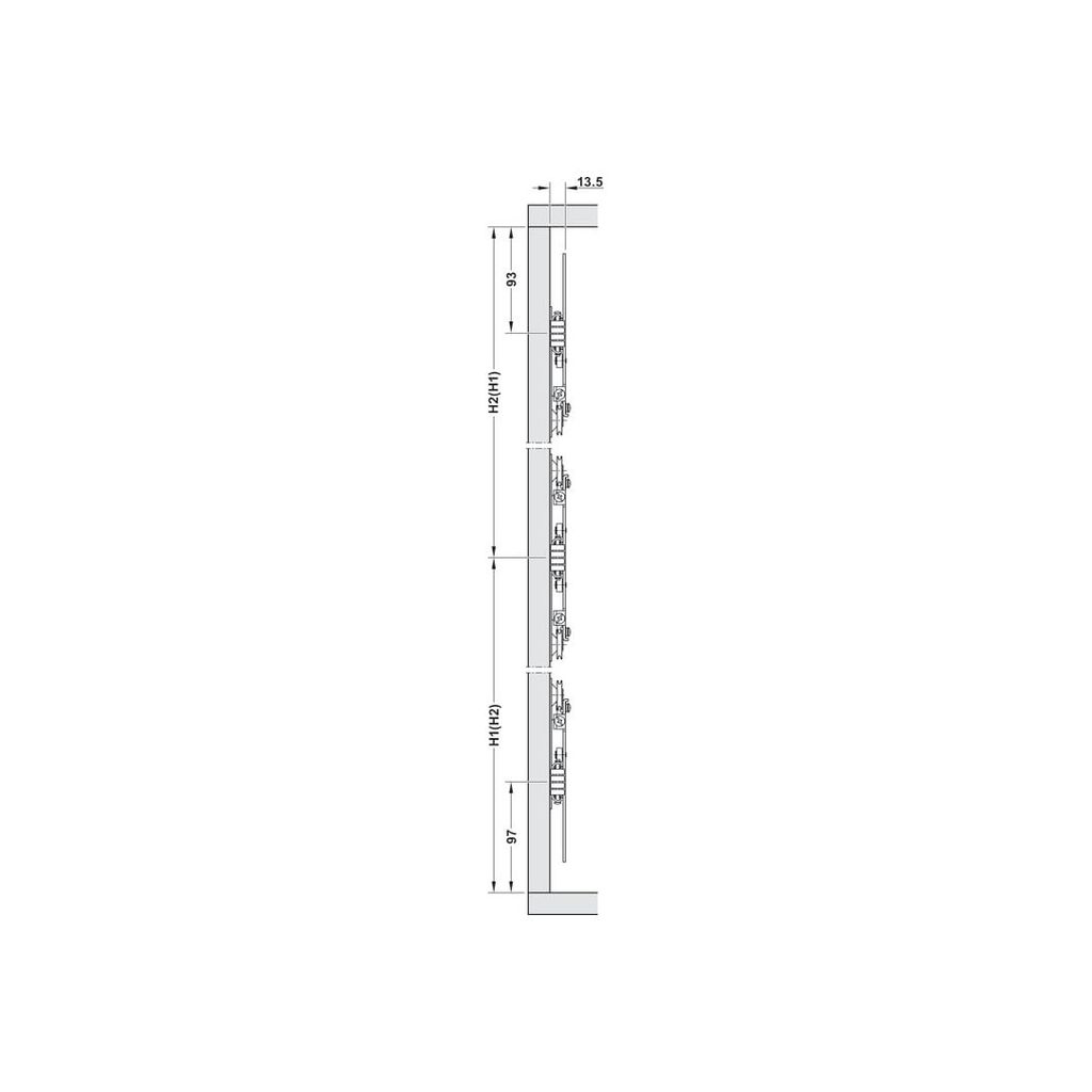 Phụ kiện cửa trượt xếp giấu cánh Hafele SLIDO F-PARK71 25B ,ray dài 536mm 408.25.004