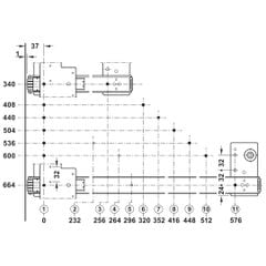 Phụ kiện cửa trượt xếp giấu cánh Hafele SLIDO F-PARK71 25B ,ray dài 600mm 408.25.005