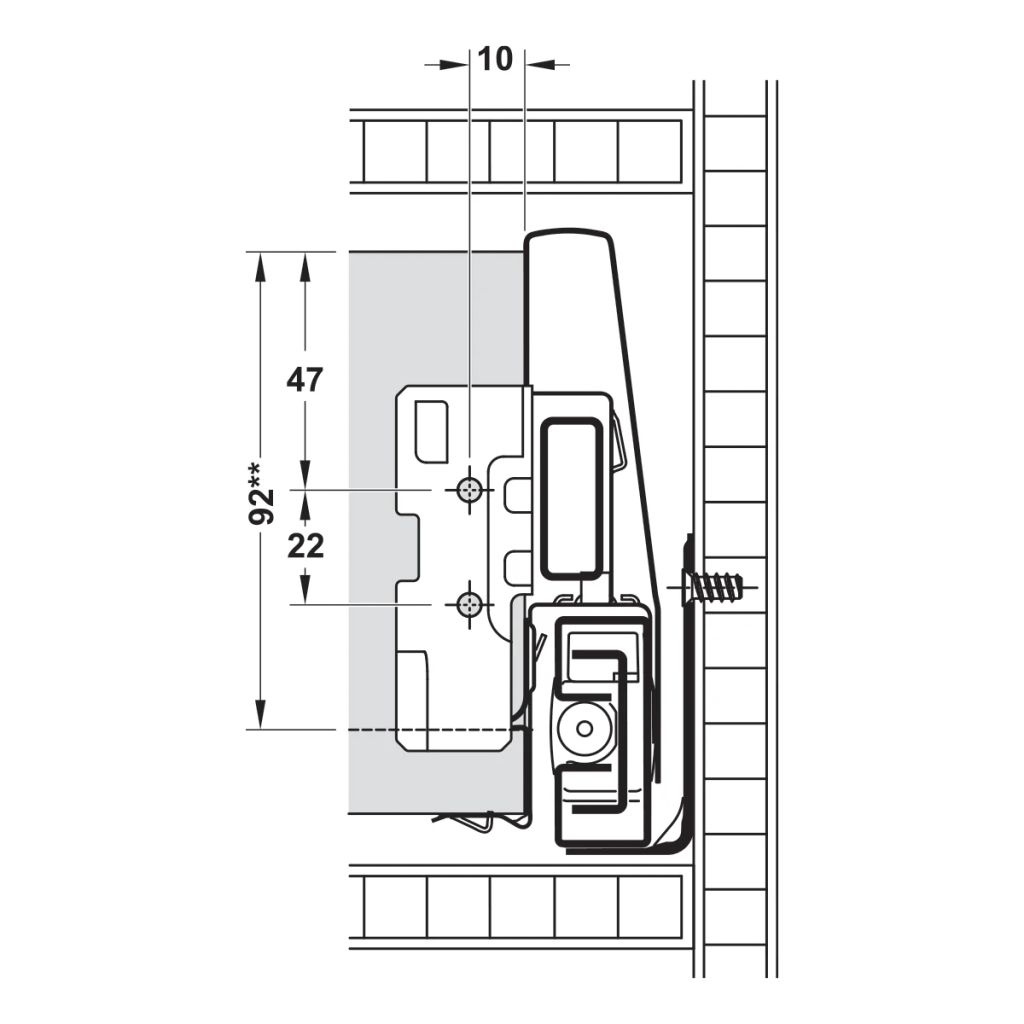 Ray hộp Hafele Matrix Box P Plus, chiều cao thành hộc 115mm Màu Xám Kim Loại 70kg 513.37.325