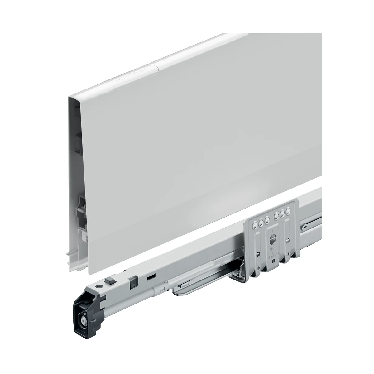 Ray hộp Hafele Matrix Box P Plus, chiều cao thành hộc 180mm Màu Trắng 40kg 513.67.705