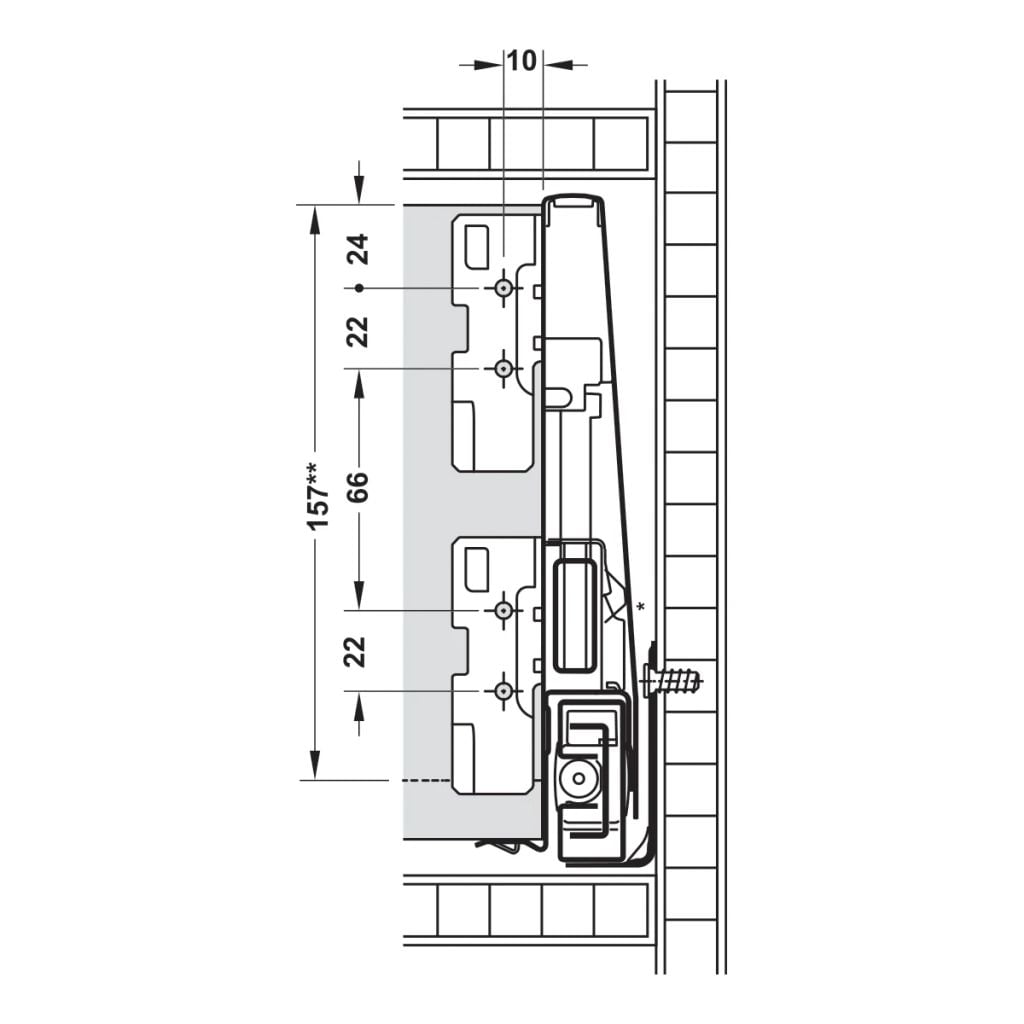 Ray hộp Hafele Matrix Box P Plus, chiều cao thành hộc 180mm Màu Trắng 40kg 513.67.705
