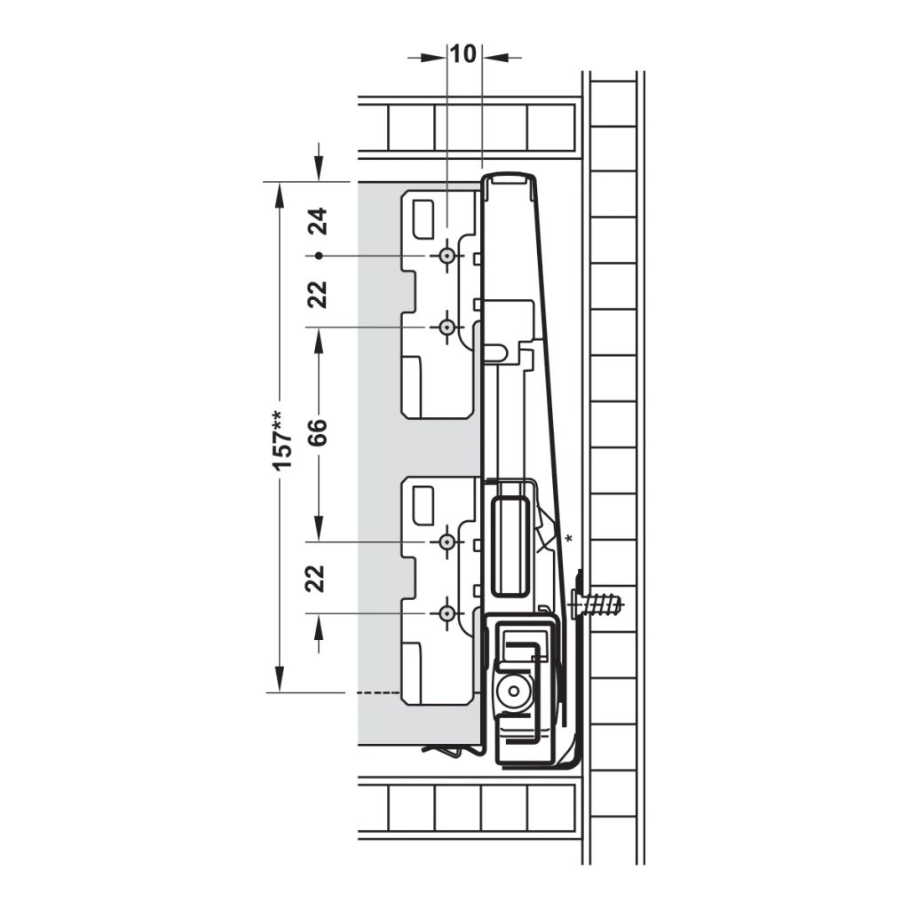 Ray hộp Hafele Matrix Box P Plus, chiều cao thành hộc 180mm Màu Xám Kim Loại 40kg 513.67.305