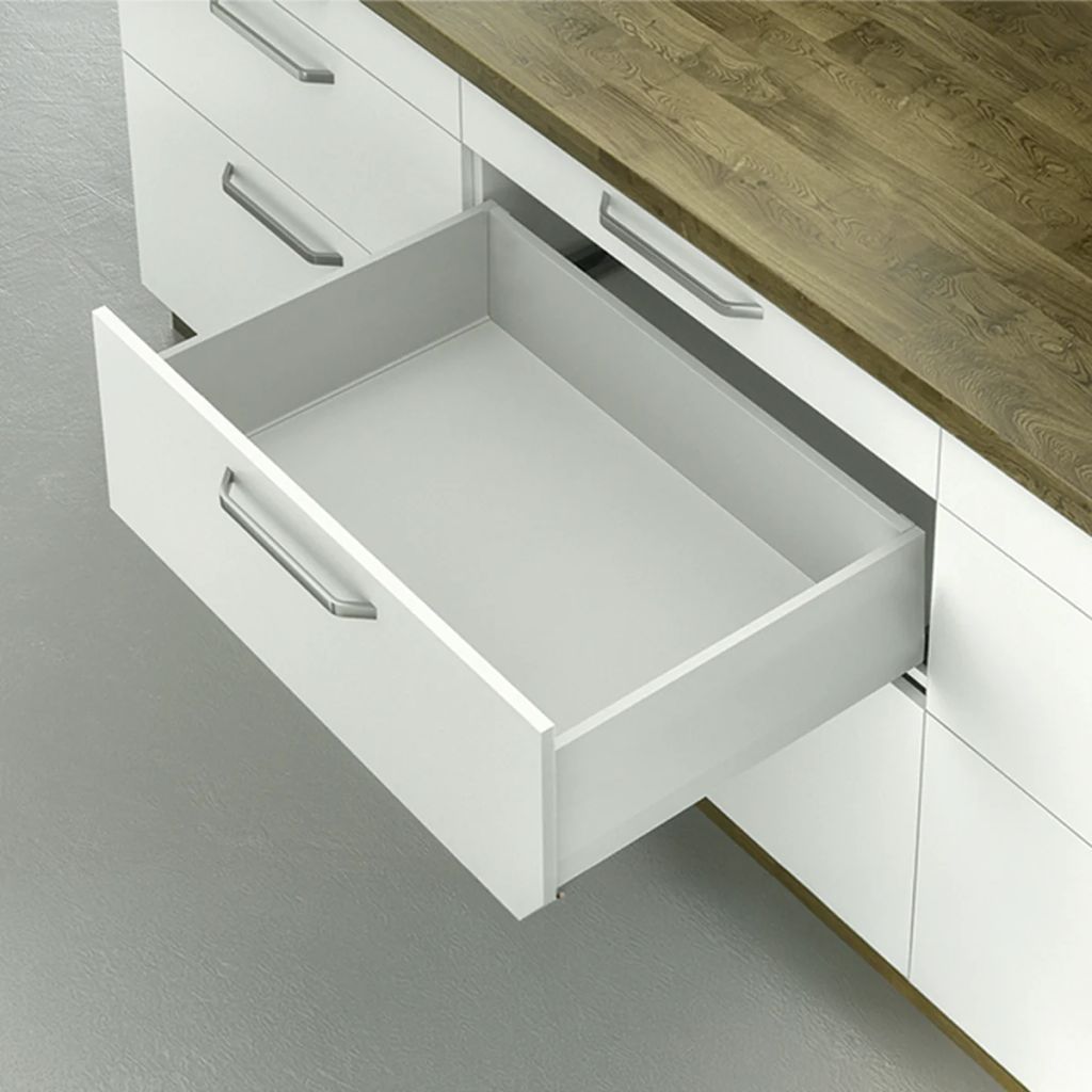 Ray hộp Hafele Matrix Box P Plus, chiều cao thành hộc 180mm Màu Xám Kim Loại 70kg 513.67.325
