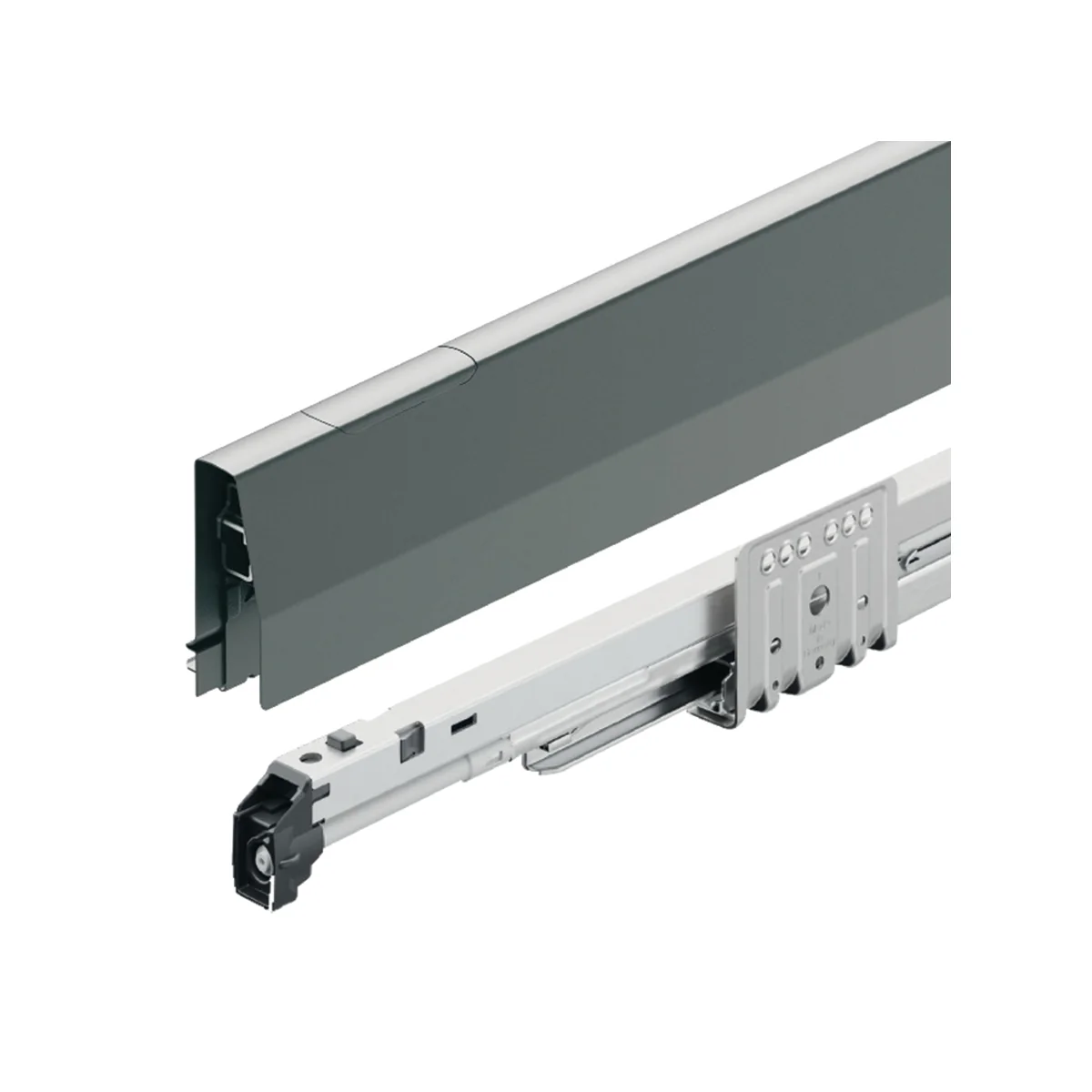 Ray hộp Hafele Matrix Box P Plus, chiều cao thành hộc 92mm Màu Xám Kim Loại 70kg 513.27.325