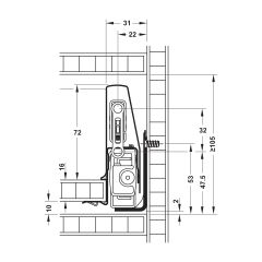 Ray hộp Hafele Matrix Box P Plus, chiều cao thành hộc 92mm Màu Trắng 40kg 513.27.705