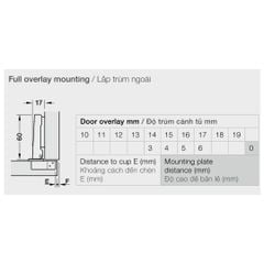 Bản lề bật Hafele loại trùm ngoài - Không giảm chấn 311.88.530