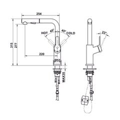 Vòi bếp Hafele LUX-P HT25-SH1P315 Chrome mờ 570.85.049