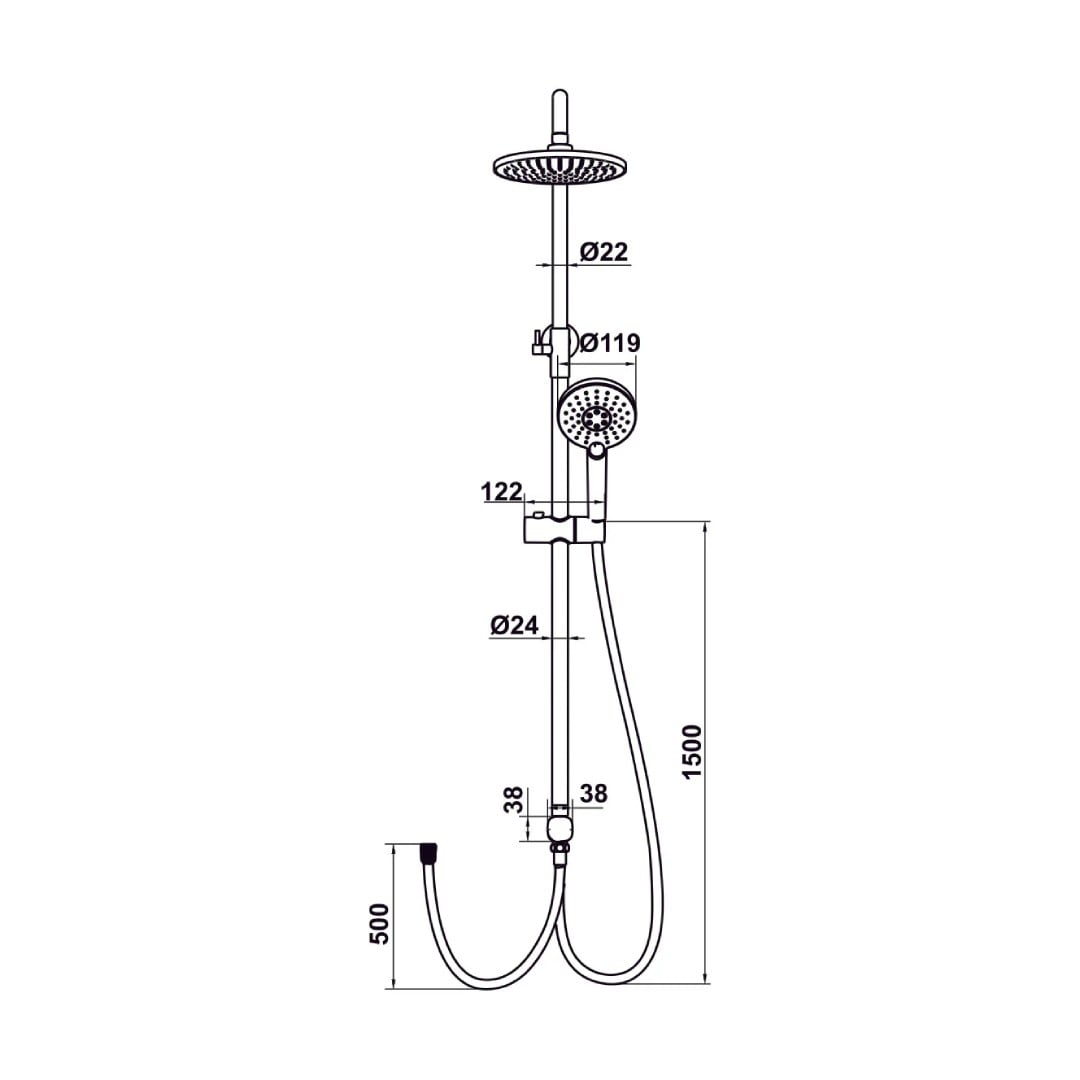 Thanh sen kết hợp không gồm bộ trộn Hafele - Màu Chrome 589.34.189