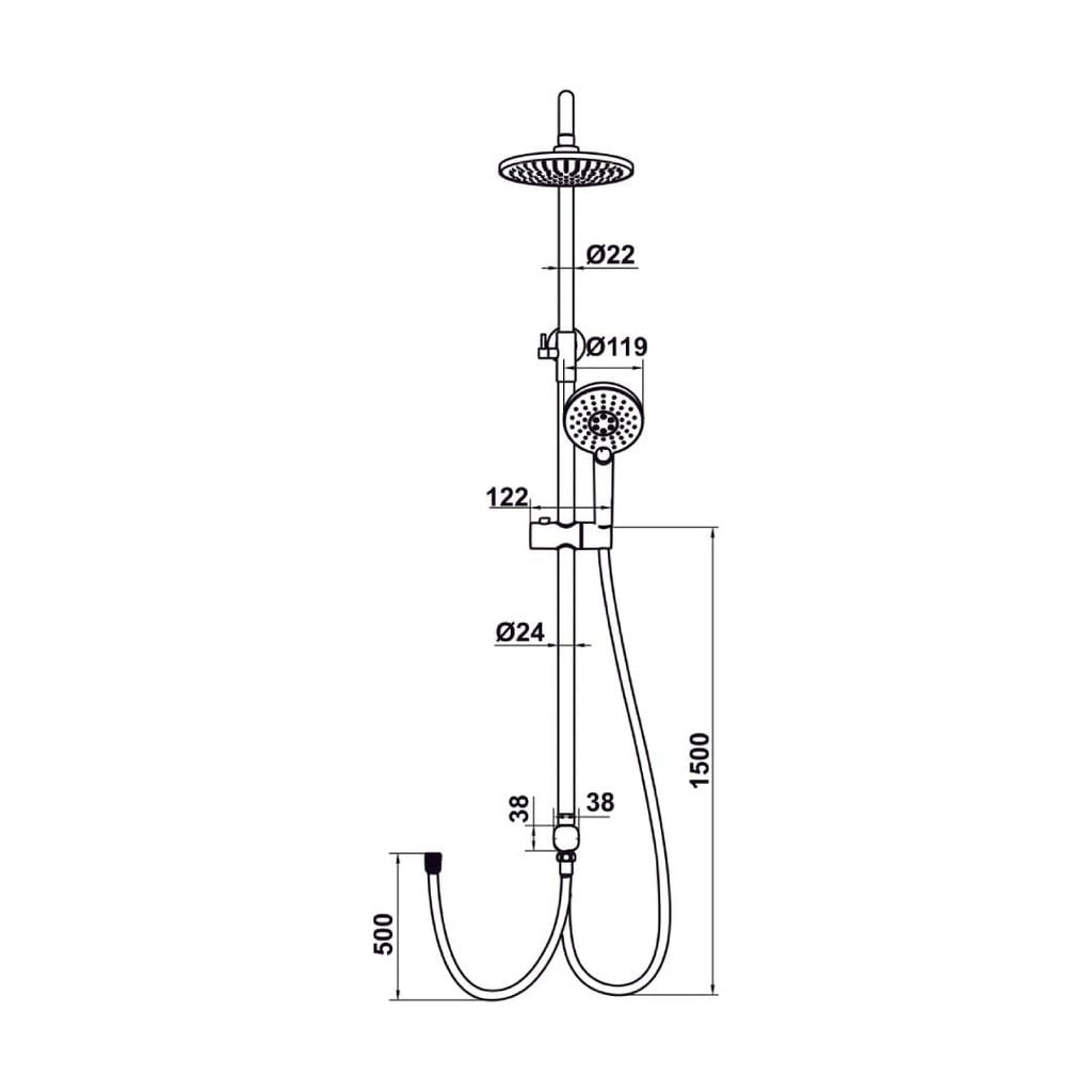 Thanh sen kết hợp không gồm bộ trộn Hafele - Màu Chrome 589.34.189
