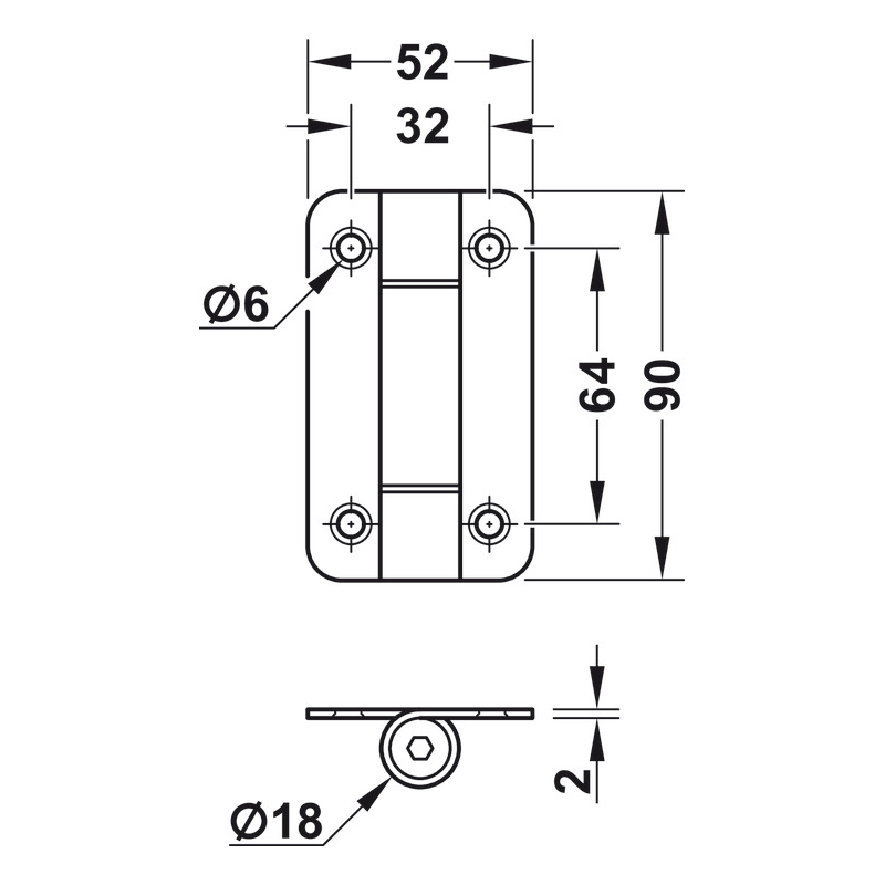 Bản lề cho vách ngăn TOILET Hafele 988.98.091