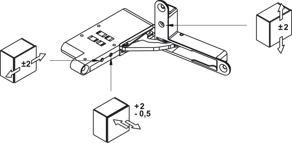 Bản lề âm 3 chiều (Phải trên / Trái dưới) cho cửa 30Kg màu nickel Hafele 342.79.781