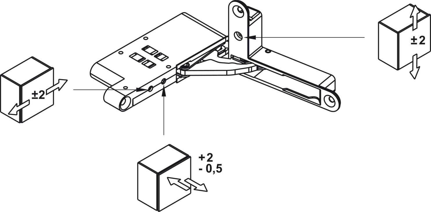 Bản lề âm 3 chiều (Trái trên / Phải dưới) cho cửa 30Kg màu nickel Hafele 342.79.780