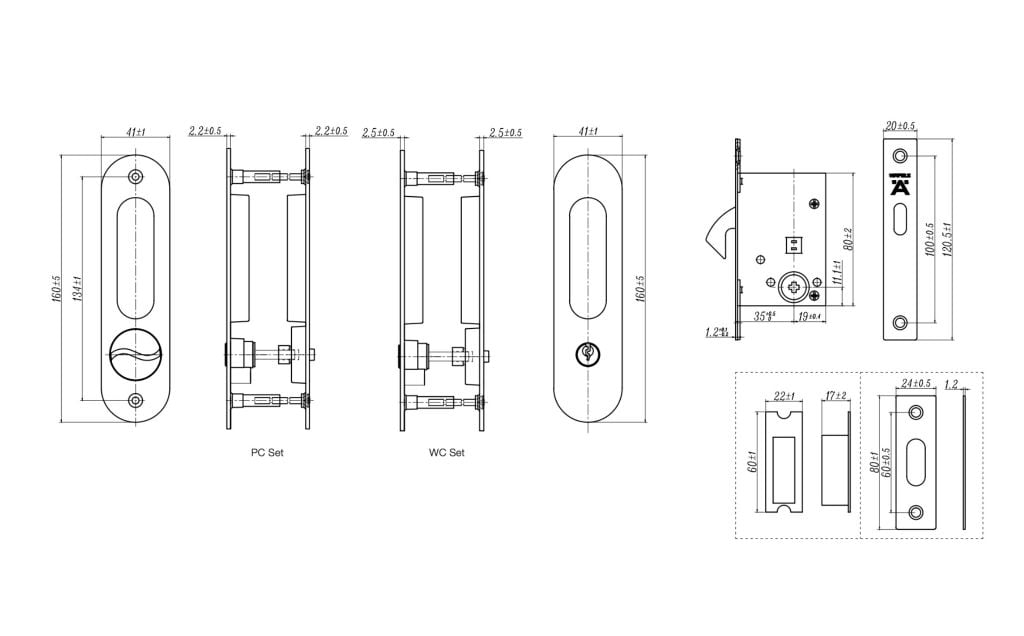 Khoá cửa lùa Hafele cho WC 499.65.108
