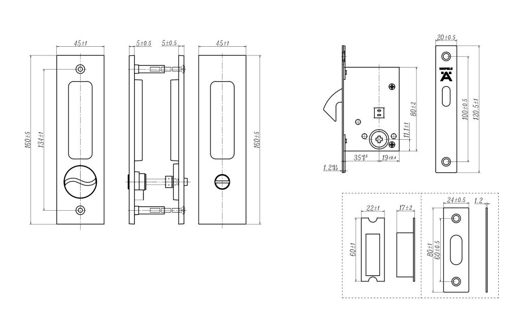 Khoá cửa lùa Hafele 499.65.107