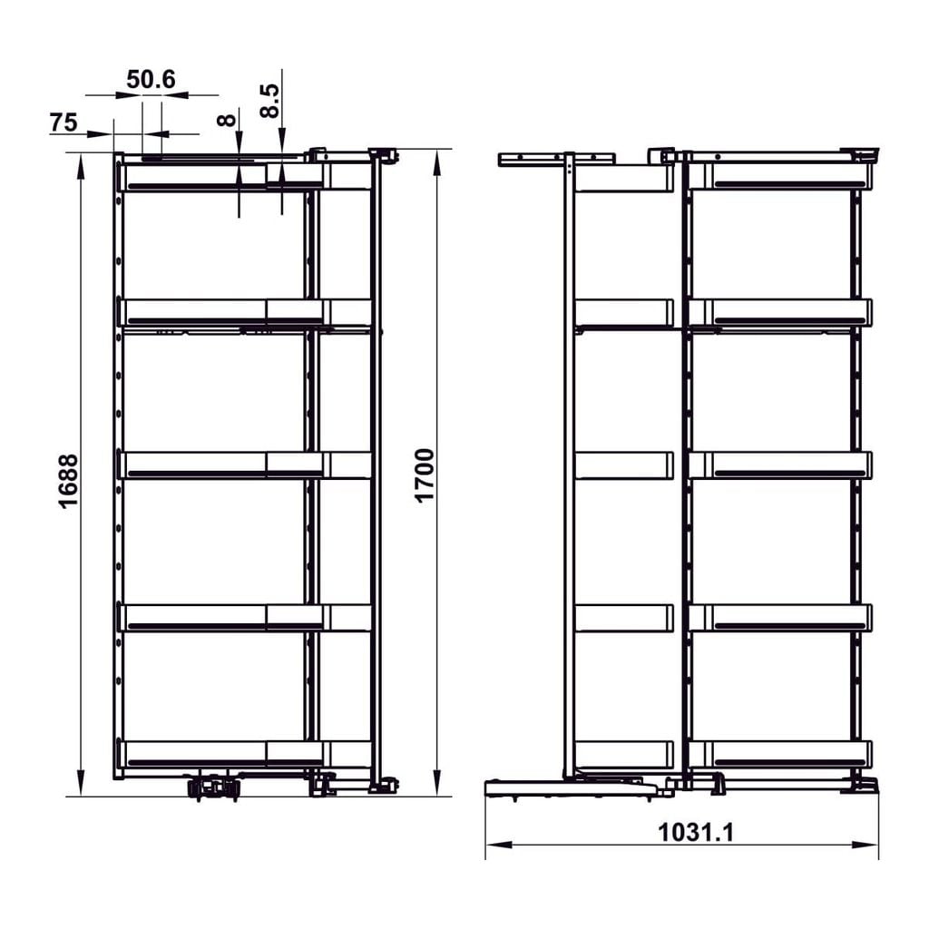Rổ tủ đồ khô Hafele Utensio 600mm 504.68.385