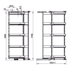 Rổ tủ đồ khô Hafele Utensio 600mm 504.68.385