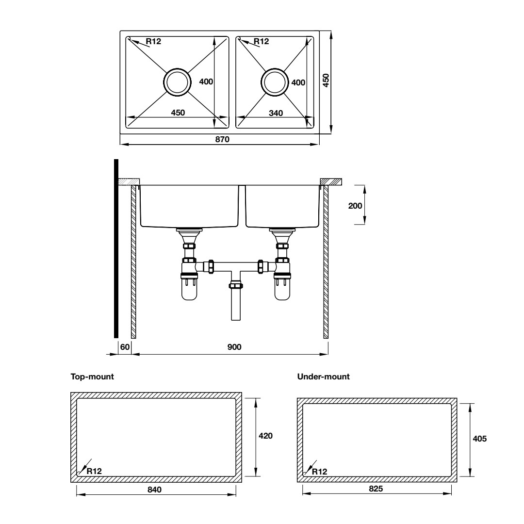 Chậu rửa chén Hafele 870mm HS19-SSN2S90L 567.23.040