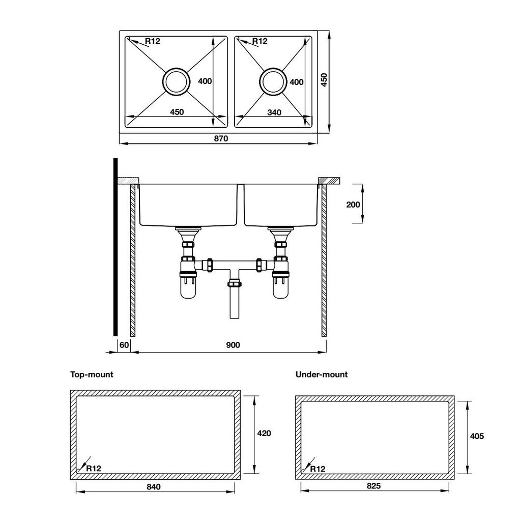 Chậu rửa chén Hafele 870mm HS19-SSN2S90L 567.23.040