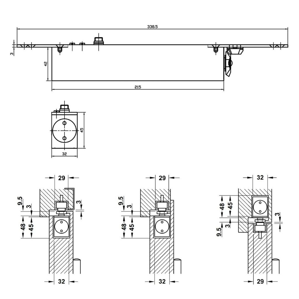Cùi chỏ hơi âm Hafele 80kg không dừng 931.84.199