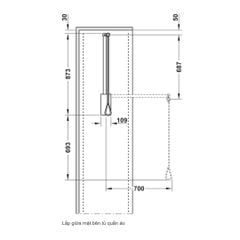 Tay nâng móc áo Hafele 650-920mm màu trắng 805.11.753