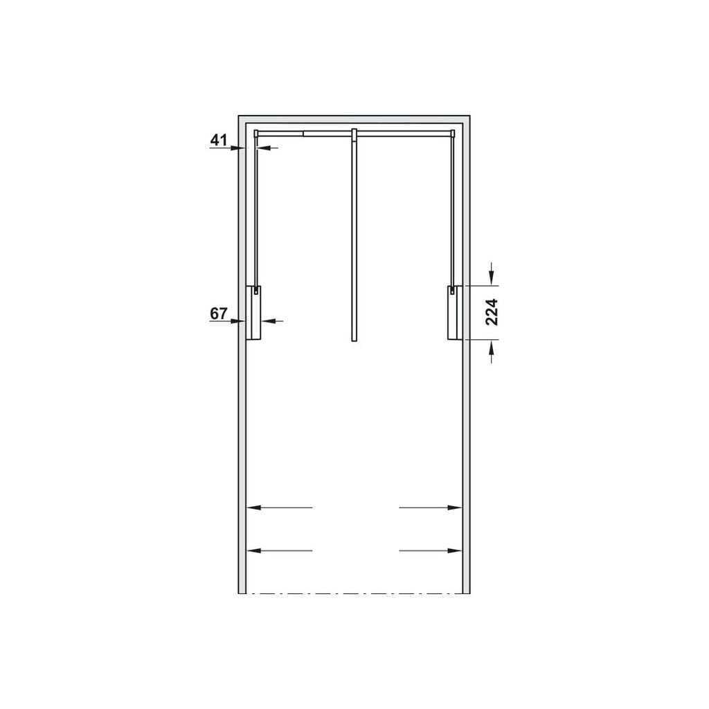 Tay nâng móc áo Hafele 880-1270mm màu trắng 805.11.754