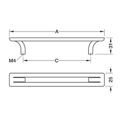 Tay nắm tủ Hafele H2350 màu đen mờ 180x31 mm 106.70.560