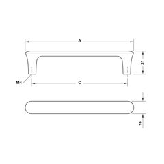 Tay nắm tủ Hafele H2520 màu niken mờ 112x31 mm 106.71.090
