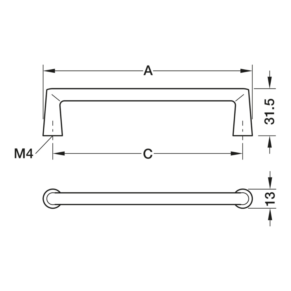 Tay nắm tủ Hafele H2565 màu đen mờ 109x31.5 mm 106.71.330