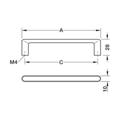 Tay nắm tủ Hafele H2575 màu niken mờ 106x28 mm 106.71.390