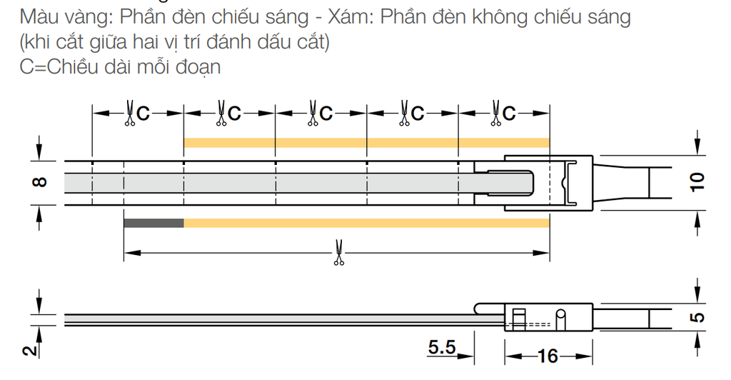 Đèn LED dây 3174 COB đơn sắc Hafele 5000K 833.75.313