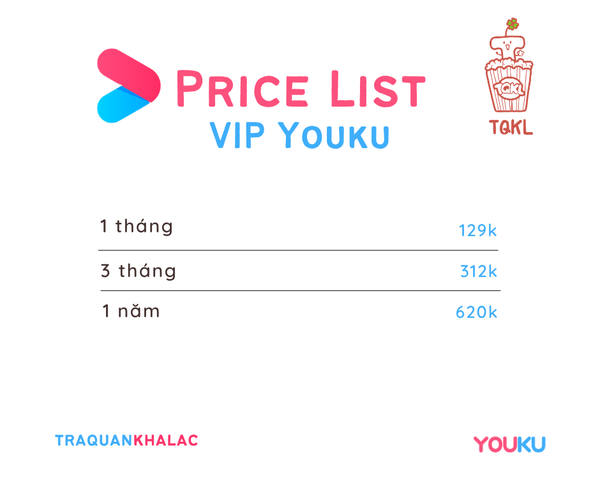  NẠP VIP YOUKU BẢN NỘI ĐỊA TRUNG 
