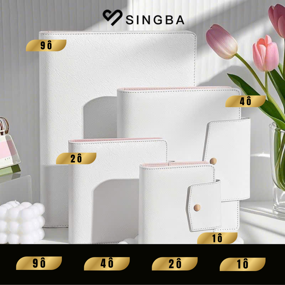  [ORDER] SINGBA - BINDER DA TRẮNG CÓ VÂN CÓ NÚT BẤM 