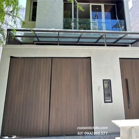 Cửa cổng gỗ nhựa ngoài trời đẹp
