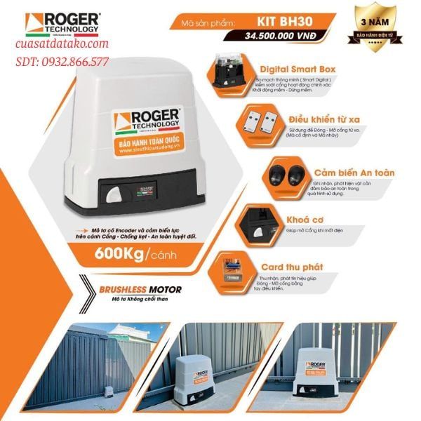 motor cổng lùa tự động roger 600kg nhập khẩu ý