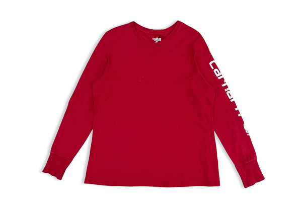  Carhartt Women's Logo Sleeve Graphic Long Sleeve Red 