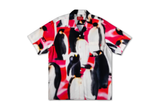  Supreme Penguins Rayon Short Sleeve Pink Shirt 